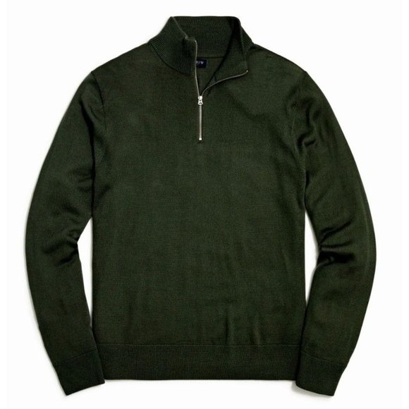 J. Crew Gray 100% Merino Wool Quarter Zip Long Sleeve Pullover Sweater Sz Large - Picture 1 of 12